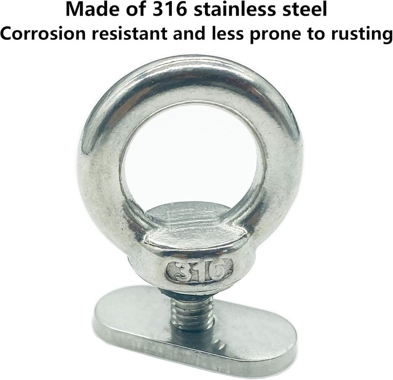 LTEMG Kayak Track Mount Tie Down Eyelet Rail,316 Stainless Steel,Canoes,Boats,Ropes Accessories(8 Pack) - Image 3
